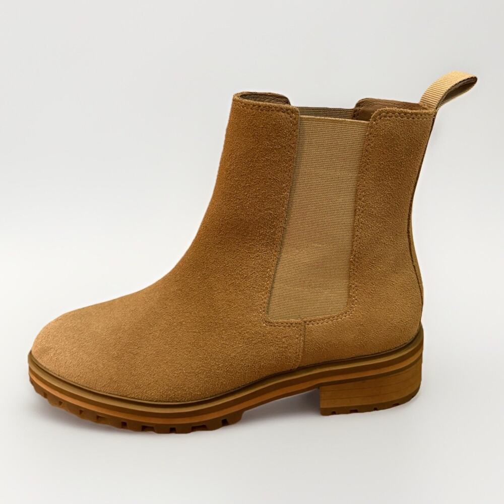 Quince Suede Chelsea Boot Women's 7 Desert Brown Lug Sole Pull On Classic - Picture 8 of 10